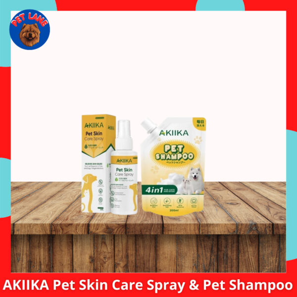 AKIIKA Pet Skin Care Spray & Pet Shampoo 60ml l 200ml