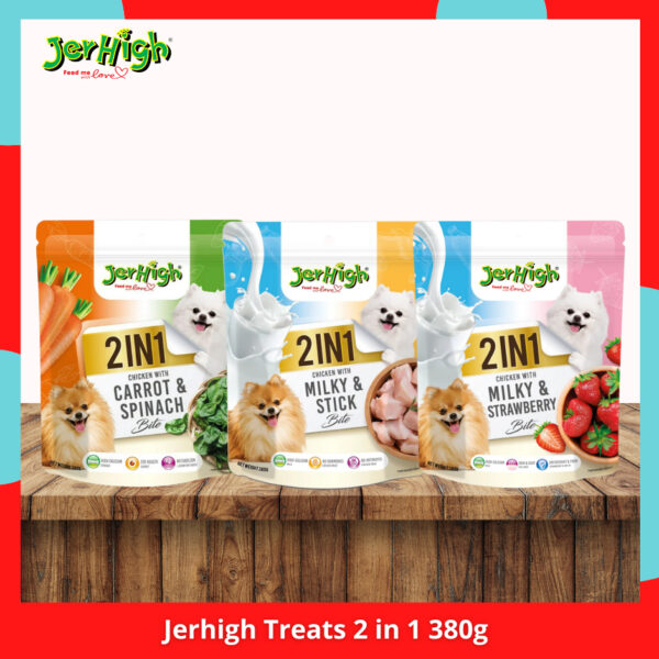 Jerhigh Treats 2in1 380g Milky & Strawberry l Milky & Stick l Carrot & Spinach