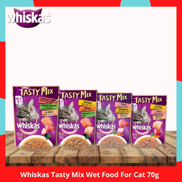 Whiskas Tasty Mix Chicken Salmon l Tuna l Seafood Cocktail l Chicken Tuna 70g