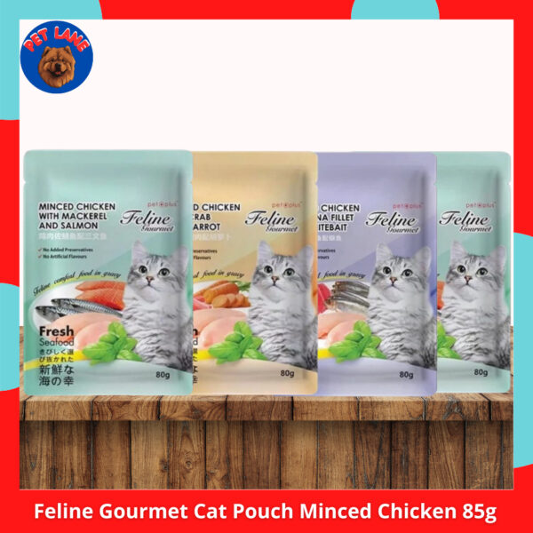 Feline Gourmet Wet Cat Pouch 85g l Crab & Carrot l Rice & Fish l Tuna Fillet & Whitebait l Mackerel