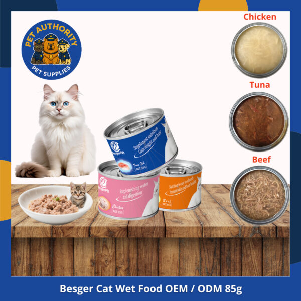 Besger Wet Cat Canned Food Shredded OEM / ODM 85g
