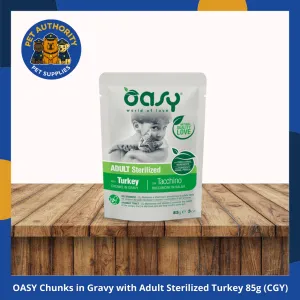 OASY Cat Pouch Chunks in Gravy Adult Sterilized Turkey 85g (CGY) OASY Cat Pouch Chunks in Gravy Adult Sterilized Turkey 85g (CGY) - Image 1