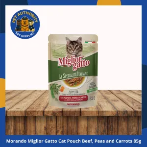 Morando Miglior Gatto Cat Pouch with Beef, Peas and Carrots 85g Morando Miglior Gatto Cat Pouch with Beef, Peas and Carrots 85g - Image 1