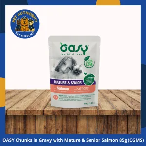 OASY Cat Pouch Chunks in Gravy Mature & Senior Salmon 85g (CGMS) OASY Cat Pouch Chunks in Gravy Mature & Senior Salmon 85g (CGMS) - Image 1
